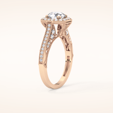 1.05 CT Round Shaped Halo & Pave Moissanite Engagement Ring