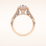 1.05 CT Round Shaped Halo & Pave Moissanite Engagement Ring