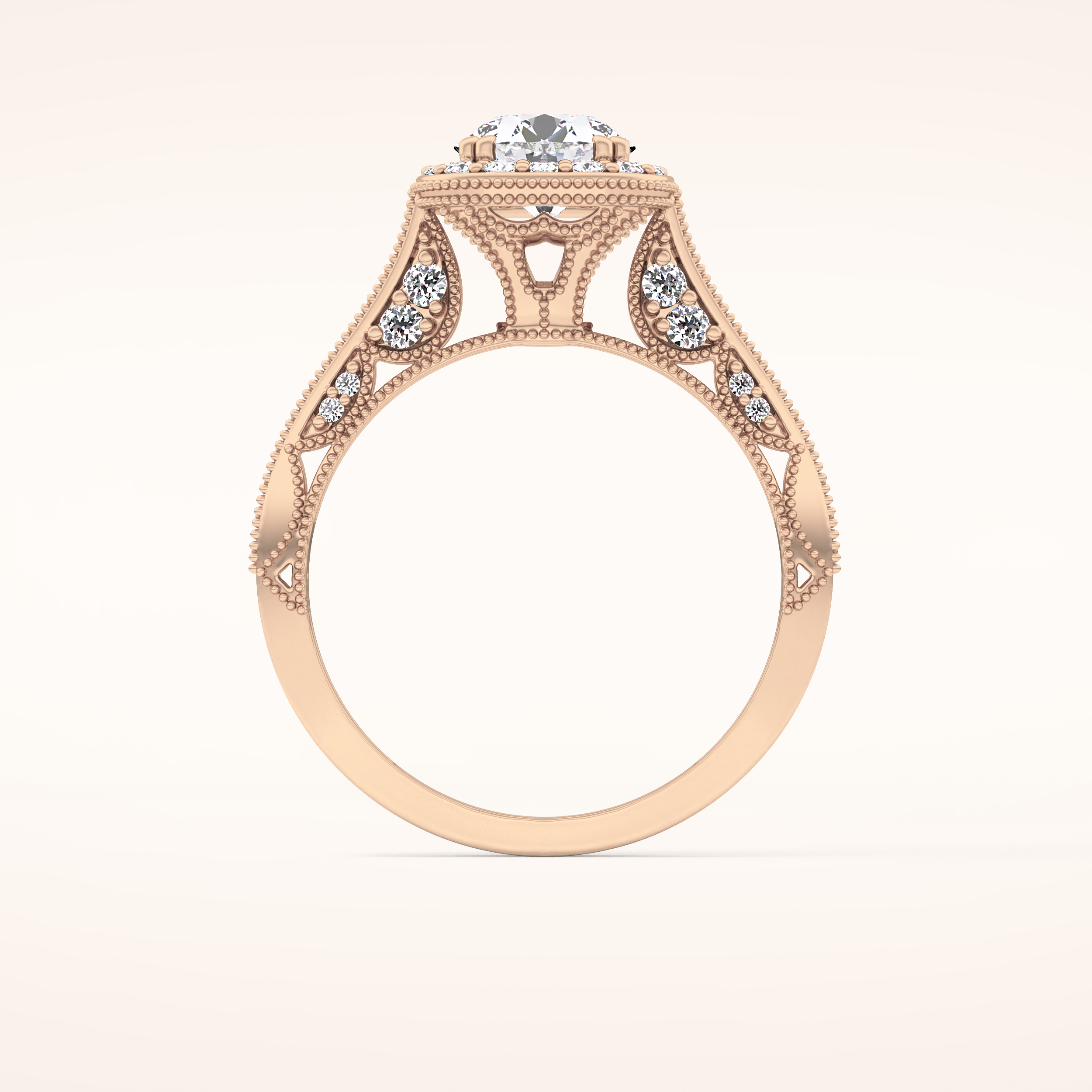 1.05 CT Round Shaped Halo & Pave Moissanite Engagement Ring