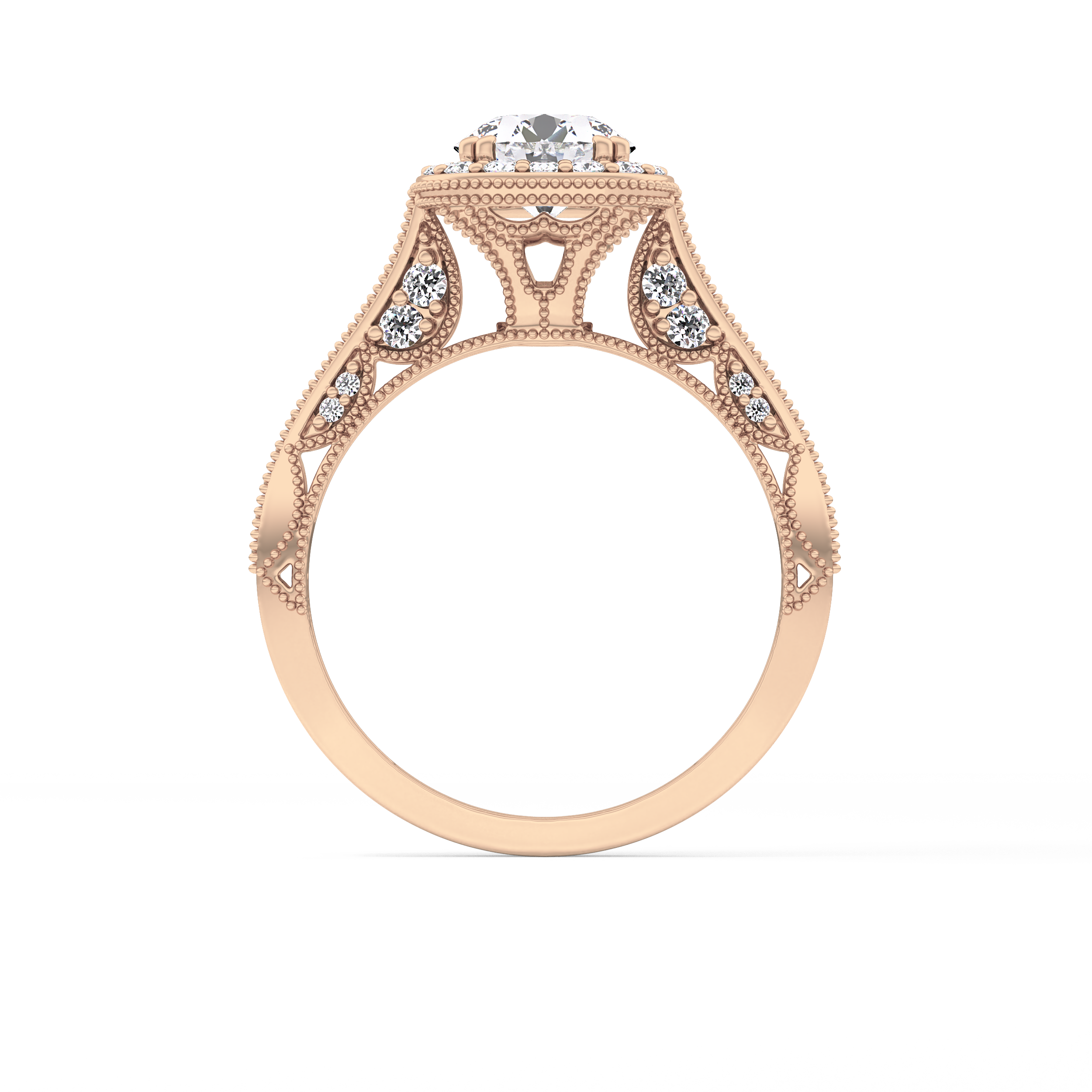 Round Halo & Pave Lab Grown Diamond Engagement Ring