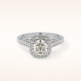 1.05 CT Round Shaped Halo & Pave Moissanite Engagement Ring