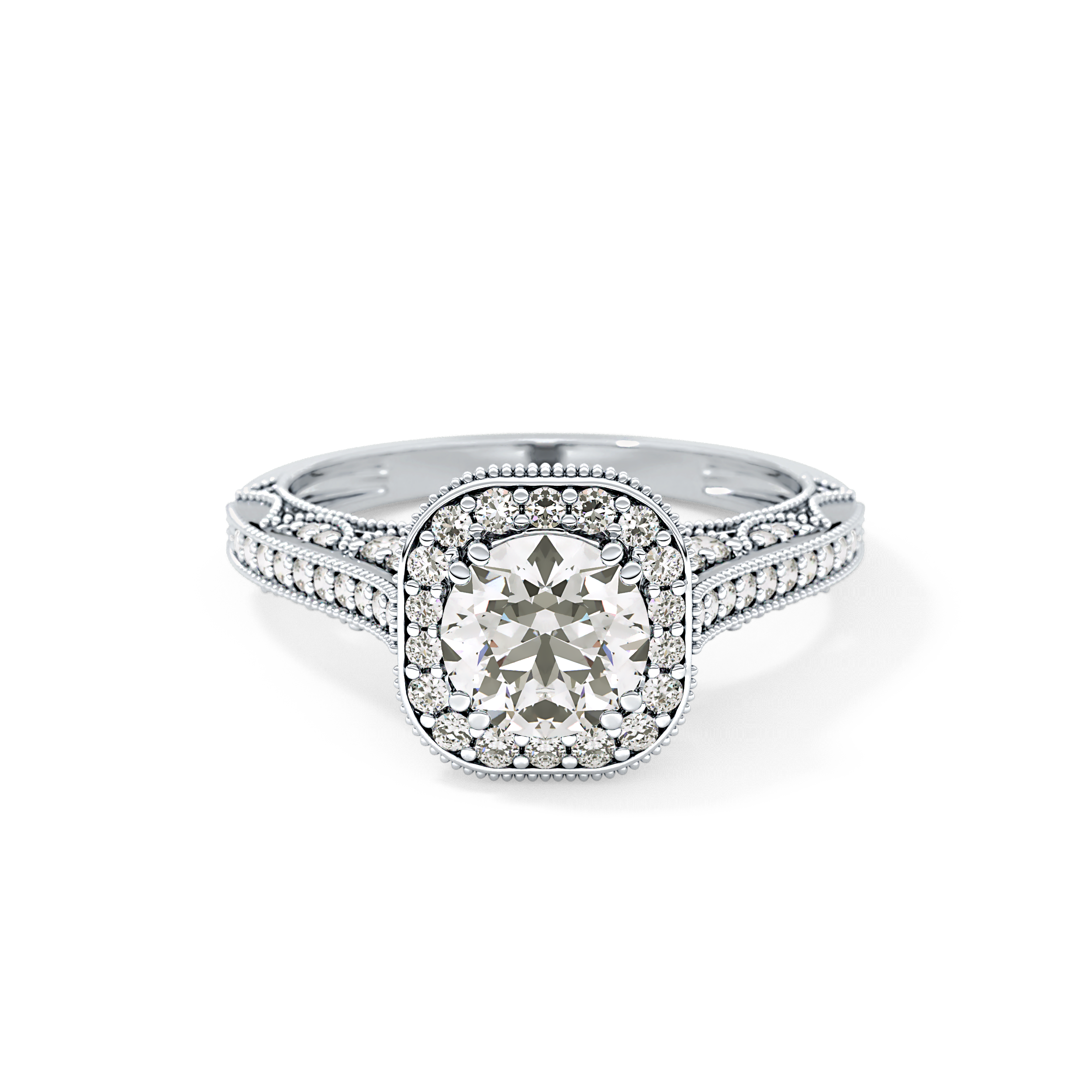 Round Halo & Pave Lab Grown Diamond Engagement Ring