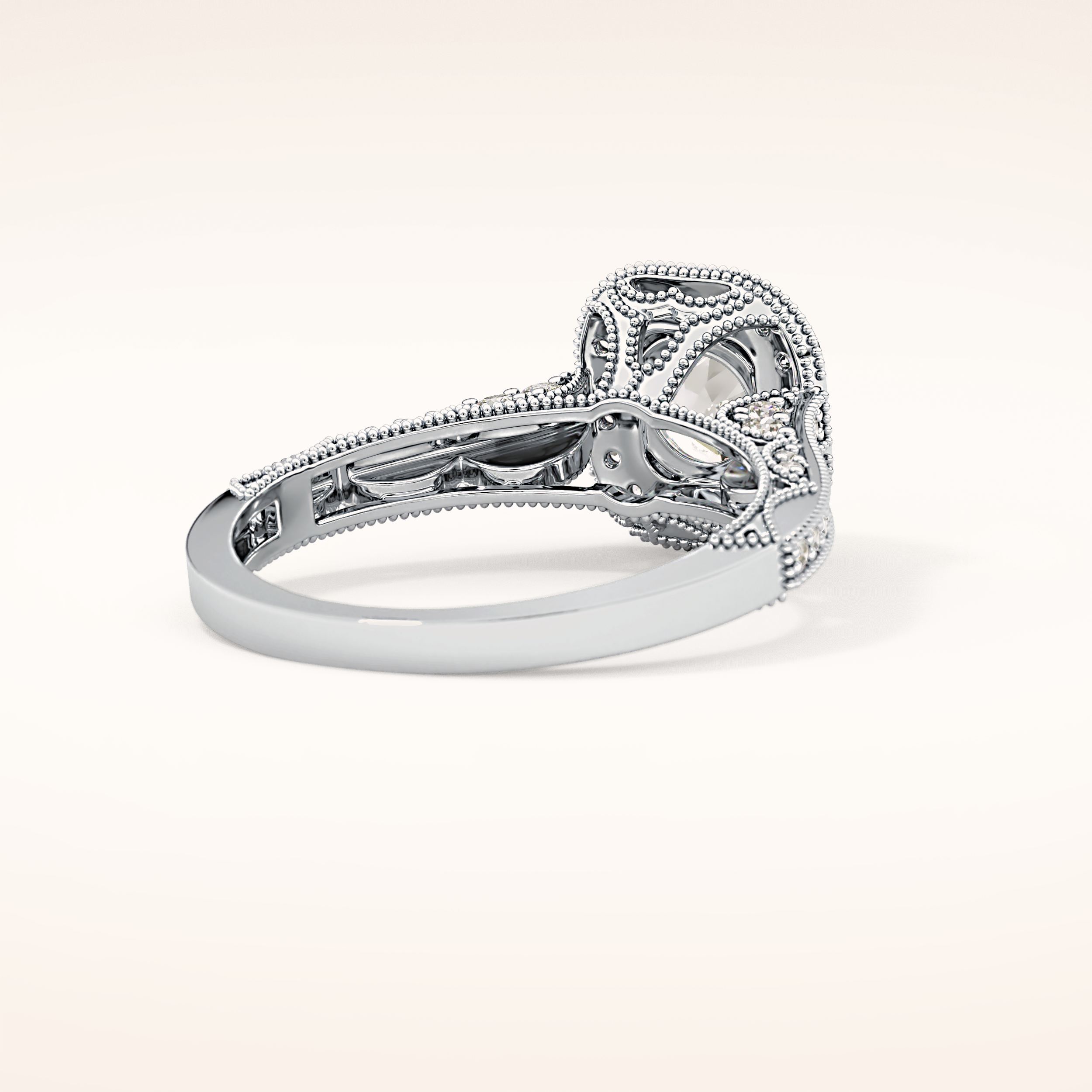1.05 CT Round Shaped Halo & Pave Moissanite Engagement Ring