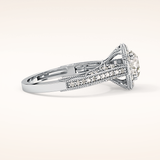 1.05 CT Round Shaped Halo & Pave Moissanite Engagement Ring