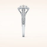 1.05 CT Round Shaped Halo & Pave Moissanite Engagement Ring