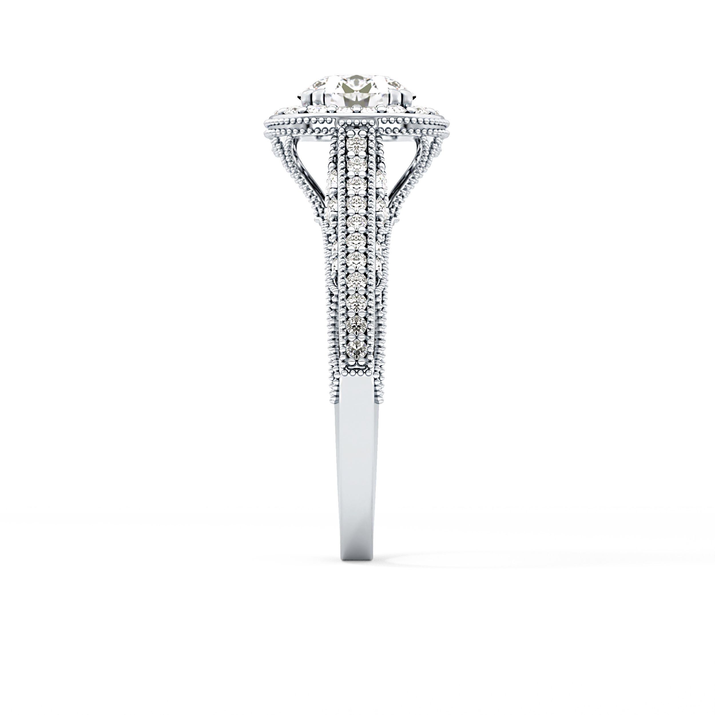 Round Halo & Pave Lab Grown Diamond Engagement Ring