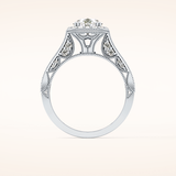 1.05 CT Round Shaped Halo & Pave Moissanite Engagement Ring