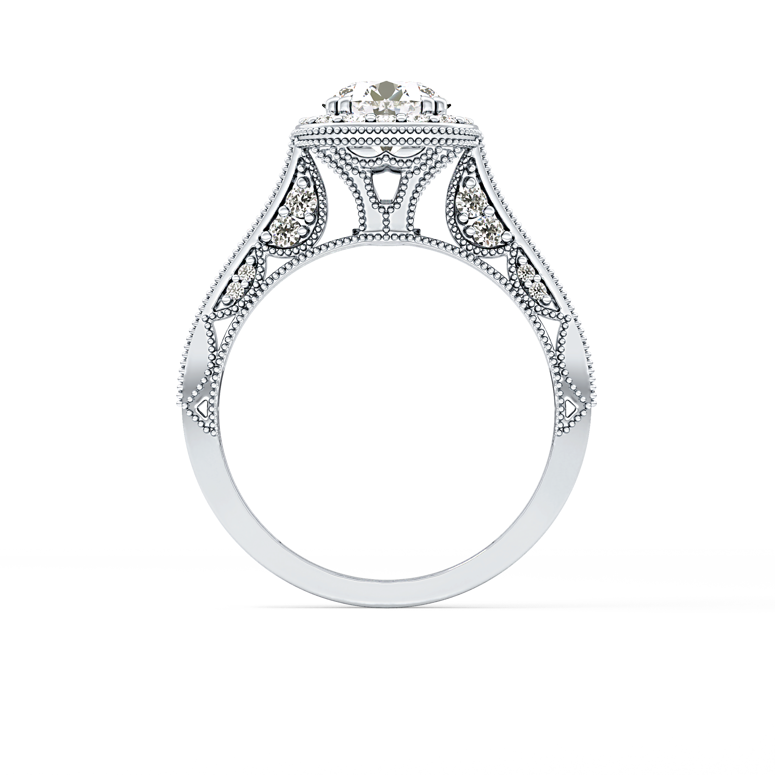 Round Halo & Pave Lab Grown Diamond Engagement Ring