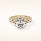 0.79 CT Round Shaped Halo & Pave Moissanite Engagement Ring