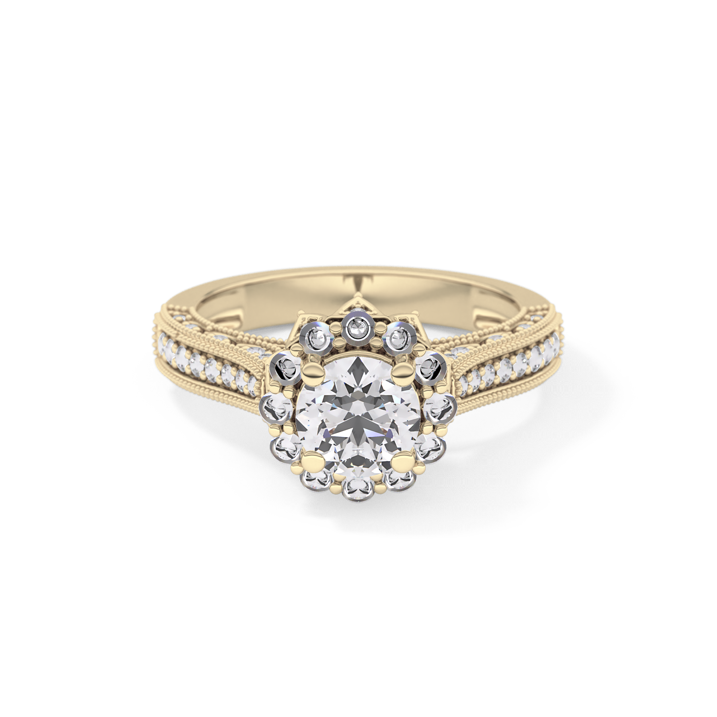 Round Halo & Pave Lab Grown Diamond Engagement Ring