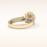 0.79 CT Round Shaped Halo & Pave Moissanite Engagement Ring