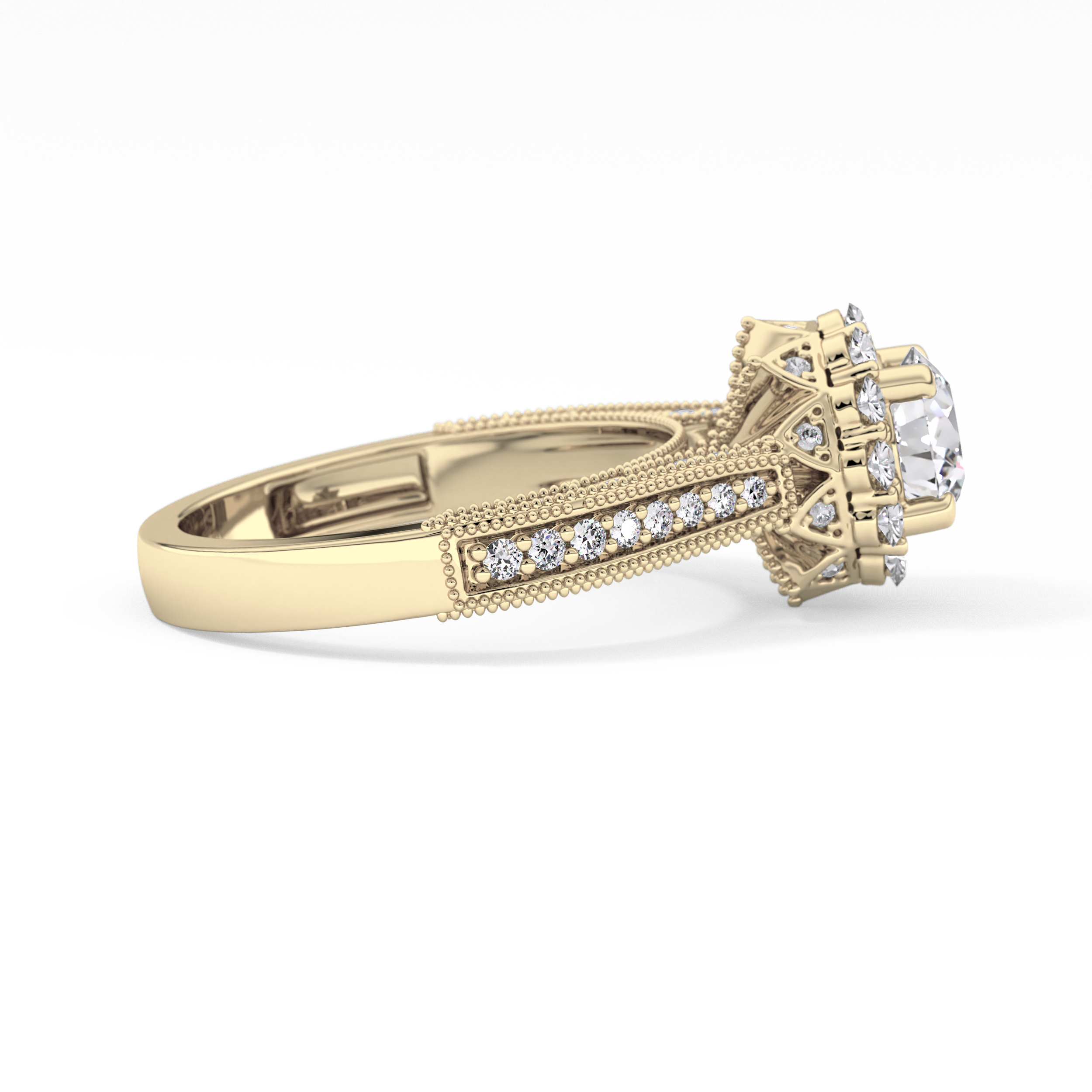 Round Halo & Pave Lab Grown Diamond Engagement Ring