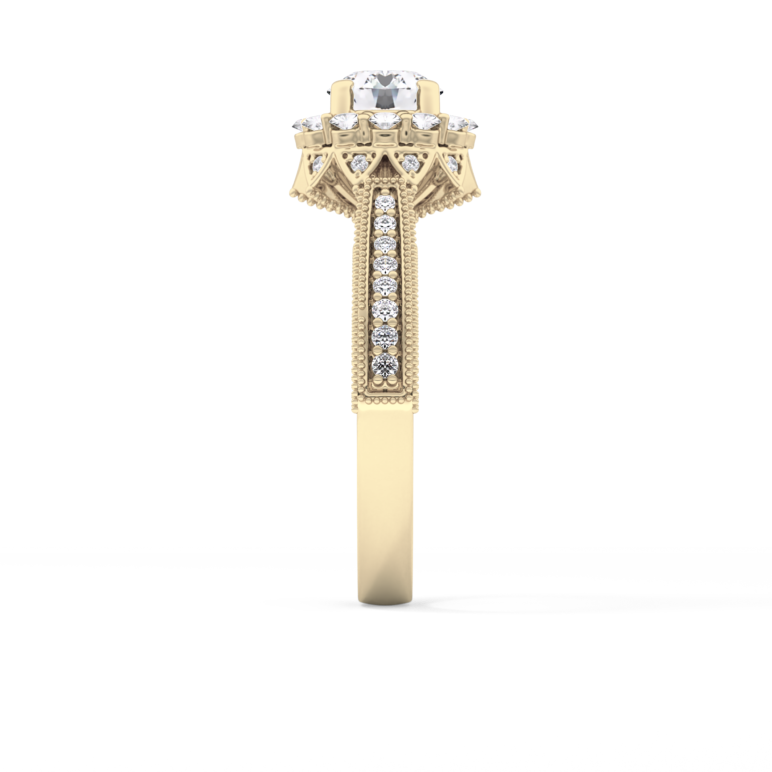 Round Halo & Pave Lab Grown Diamond Engagement Ring
