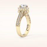 0.79 CT Round Shaped Halo & Pave Moissanite Engagement Ring