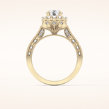 0.79 CT Round Shaped Halo & Pave Moissanite Engagement Ring
