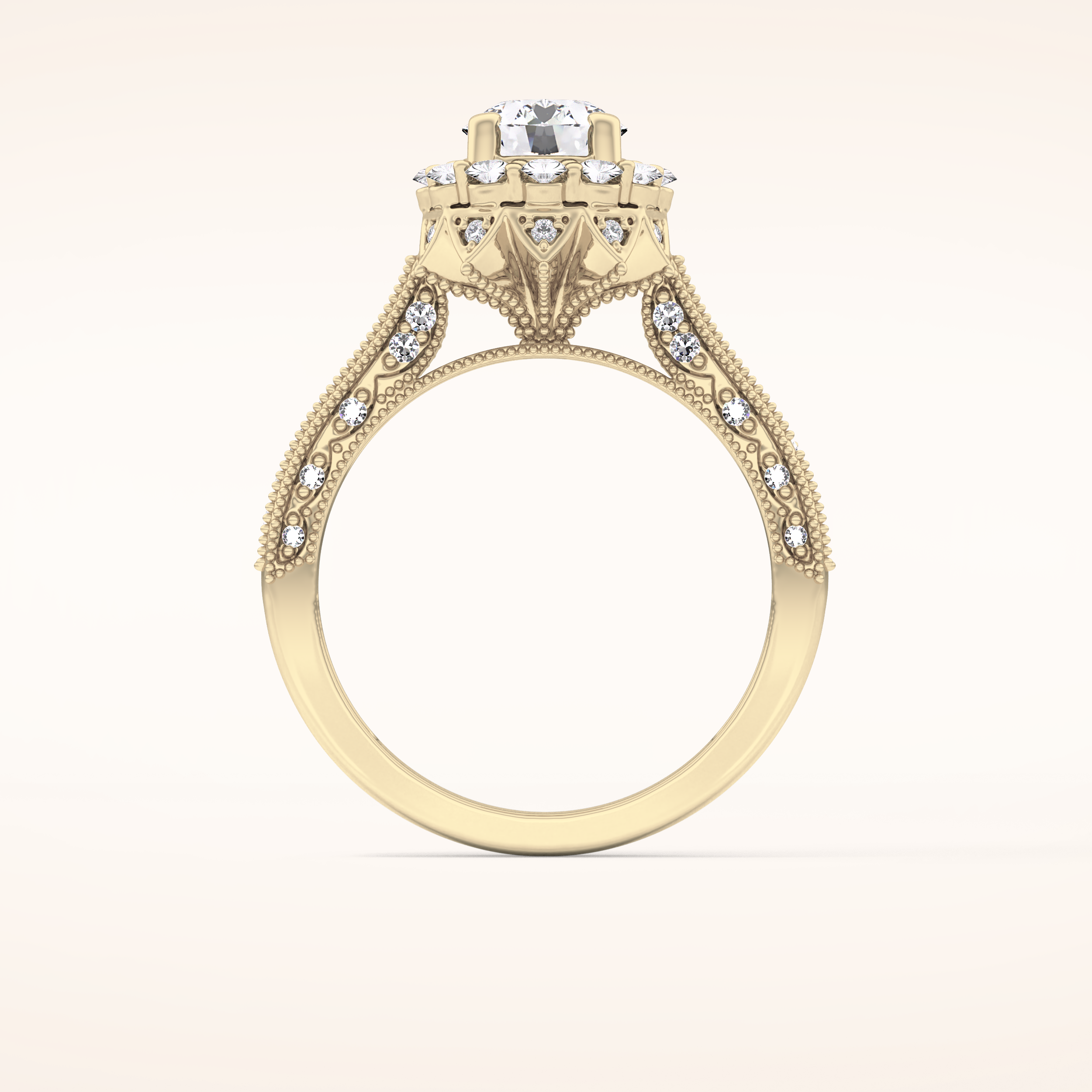 0.79 CT Round Shaped Halo & Pave Moissanite Engagement Ring
