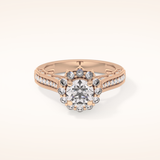 0.79 CT Round Shaped Halo & Pave Moissanite Engagement Ring
