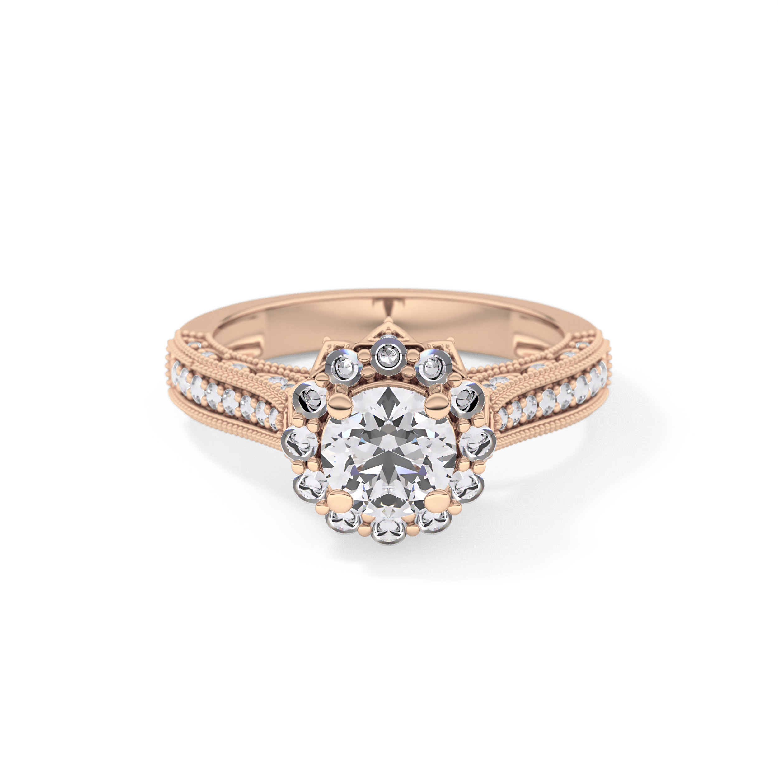 Round Halo & Pave Lab Grown Diamond Engagement Ring