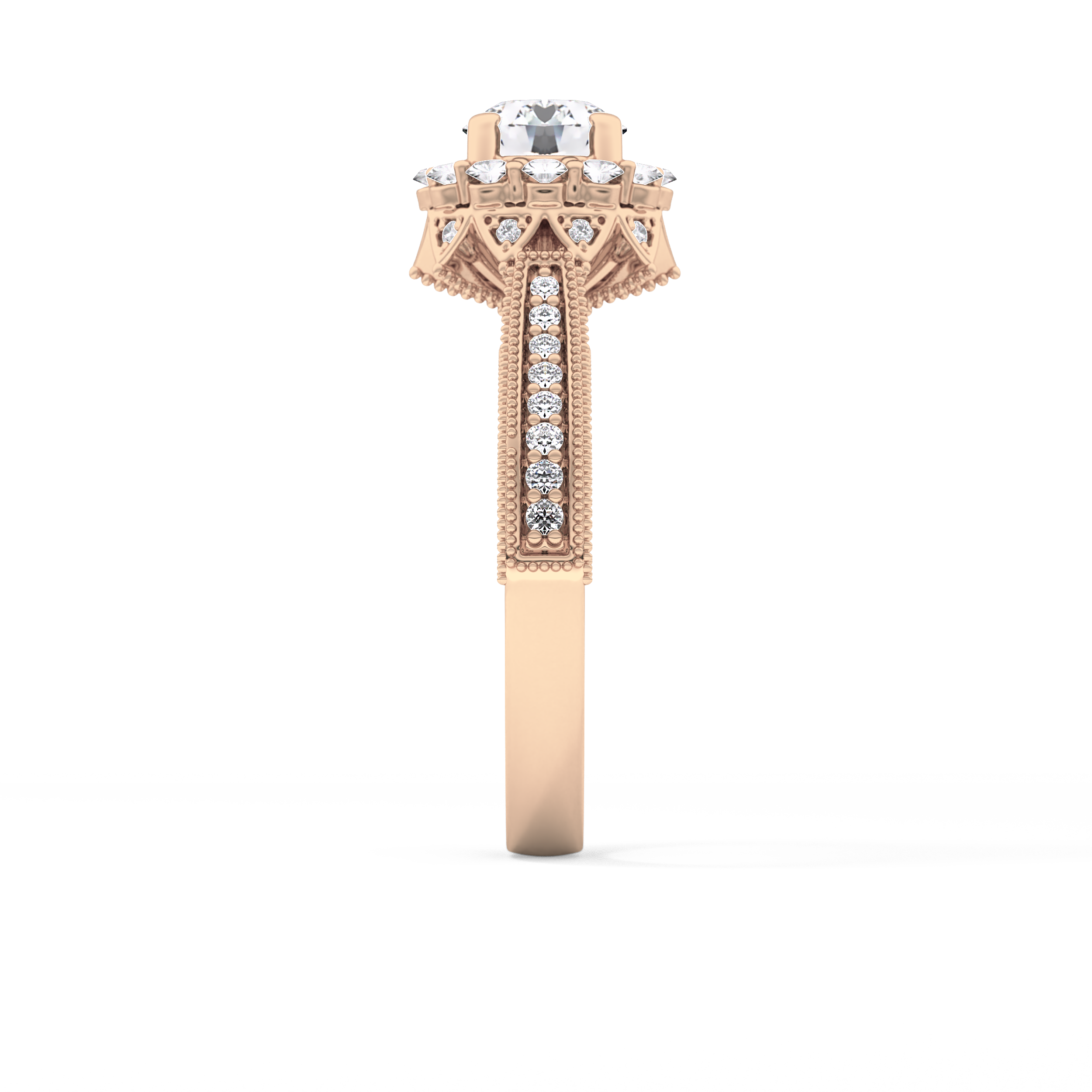 Round Halo & Pave Lab Grown Diamond Engagement Ring