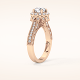 0.79 CT Round Shaped Halo & Pave Moissanite Engagement Ring