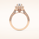 0.79 CT Round Shaped Halo & Pave Moissanite Engagement Ring