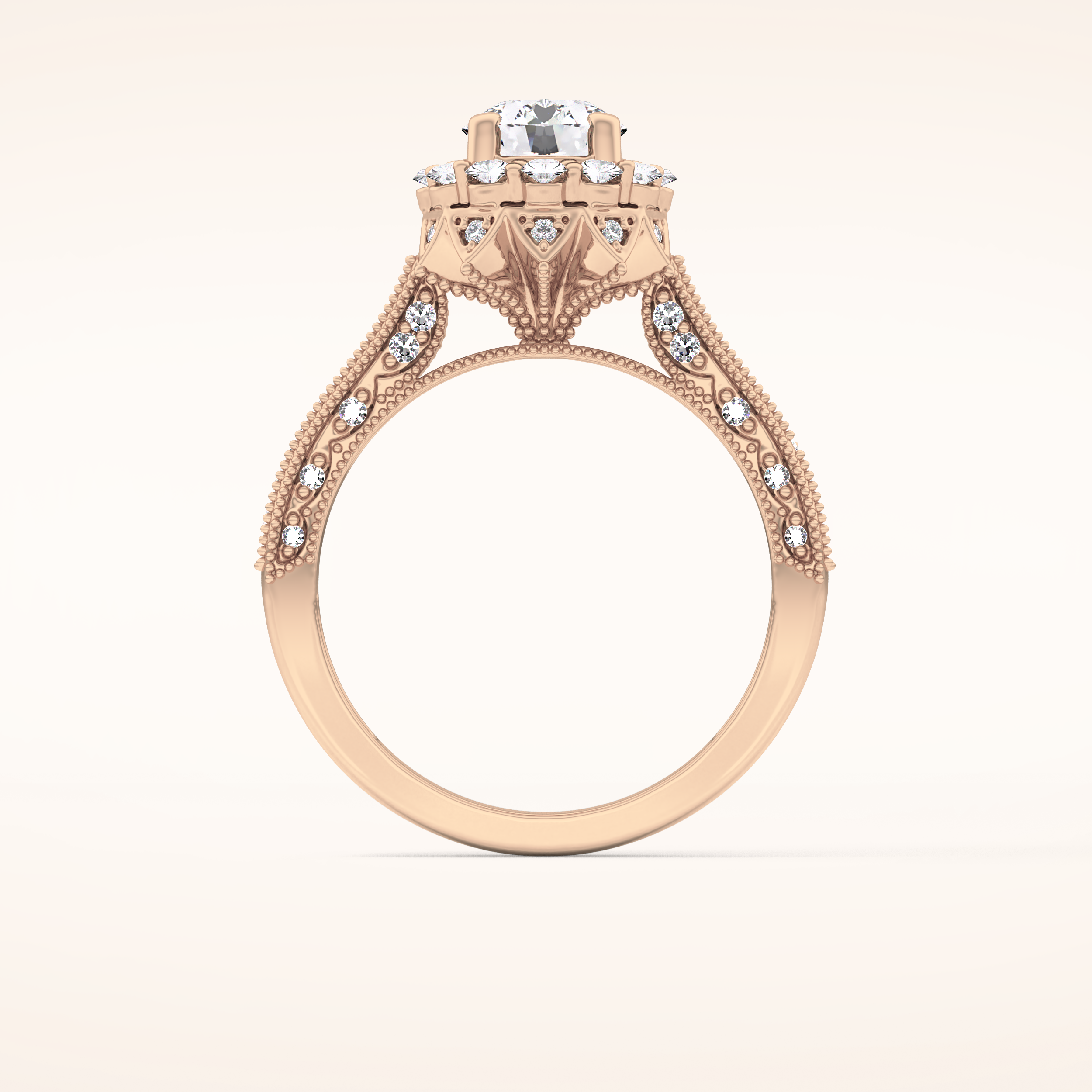 0.79 CT Round Shaped Halo & Pave Moissanite Engagement Ring