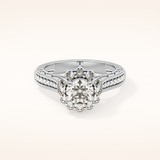 0.79 CT Round Shaped Halo & Pave Moissanite Engagement Ring