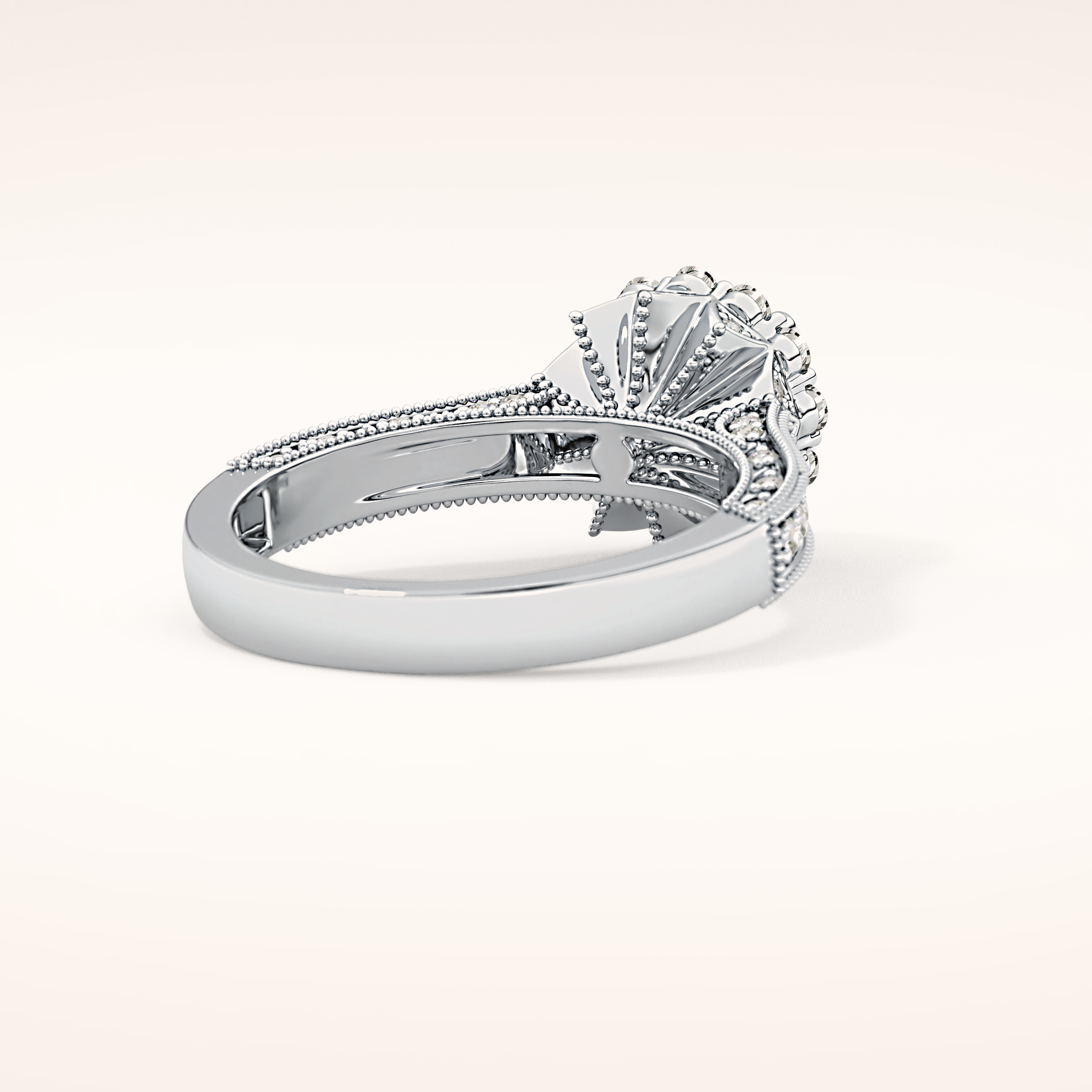 0.79 CT Round Shaped Halo & Pave Moissanite Engagement Ring
