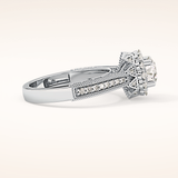 0.79 CT Round Shaped Halo & Pave Moissanite Engagement Ring