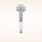 0.79 CT Round Shaped Halo & Pave Moissanite Engagement Ring