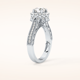 0.79 CT Round Shaped Halo & Pave Moissanite Engagement Ring