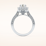 0.79 CT Round Shaped Halo & Pave Moissanite Engagement Ring