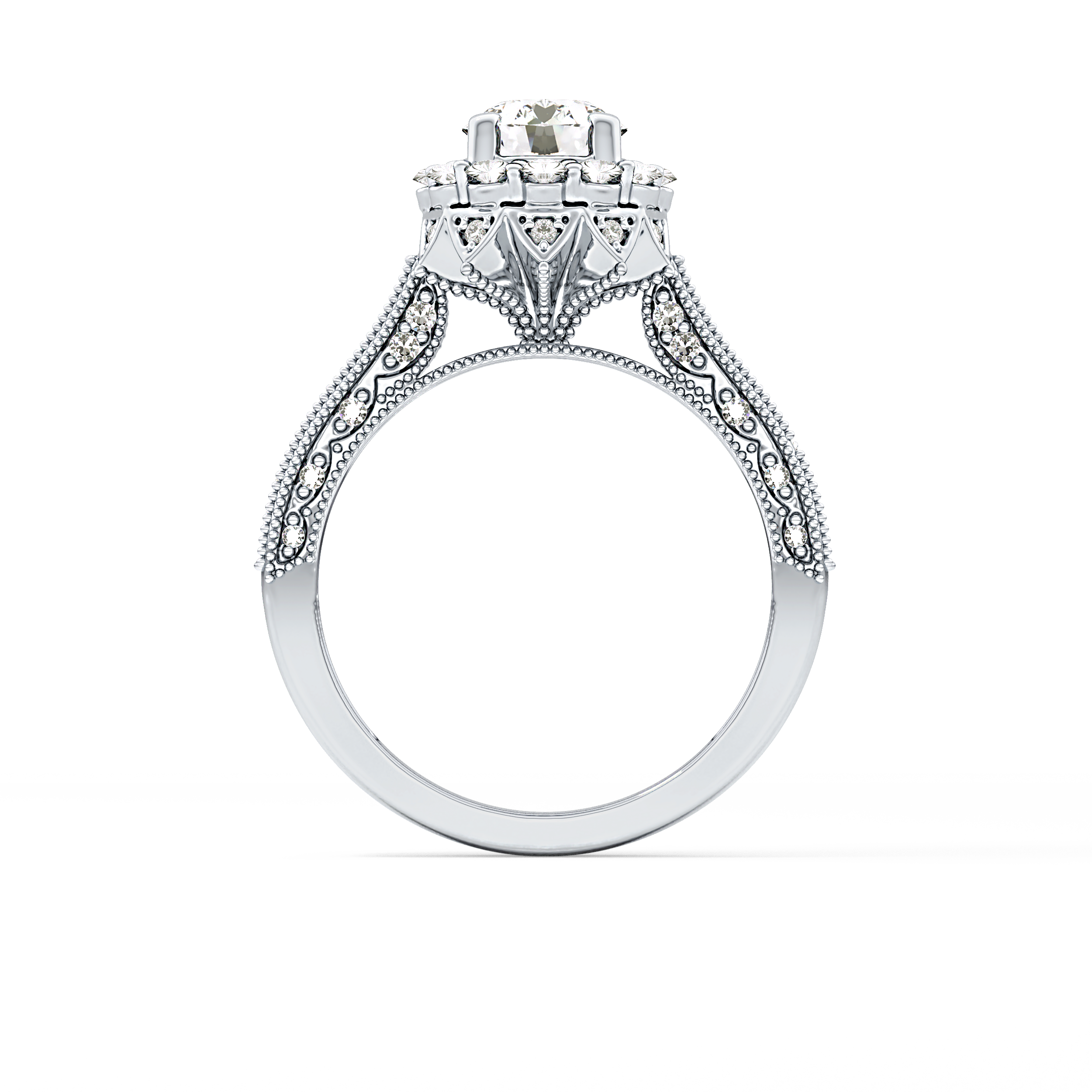 Round Halo & Pave Lab Grown Diamond Engagement Ring