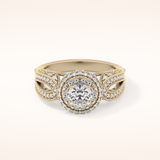 0.49 CT Round Shaped Double Halo & Pave Moissanite Engagement Ring