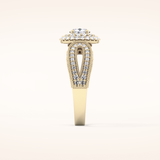 0.49 CT Round Shaped Double Halo & Pave Moissanite Engagement Ring