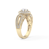 Round Halo & Pave Lab Grown Diamond Engagement Ring