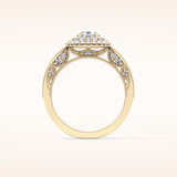 0.49 CT Round Shaped Double Halo & Pave Moissanite Engagement Ring