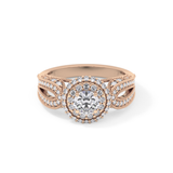 Round Halo & Pave Lab Grown Diamond Engagement Ring