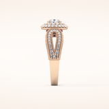 0.49 CT Round Shaped Double Halo & Pave Moissanite Engagement Ring