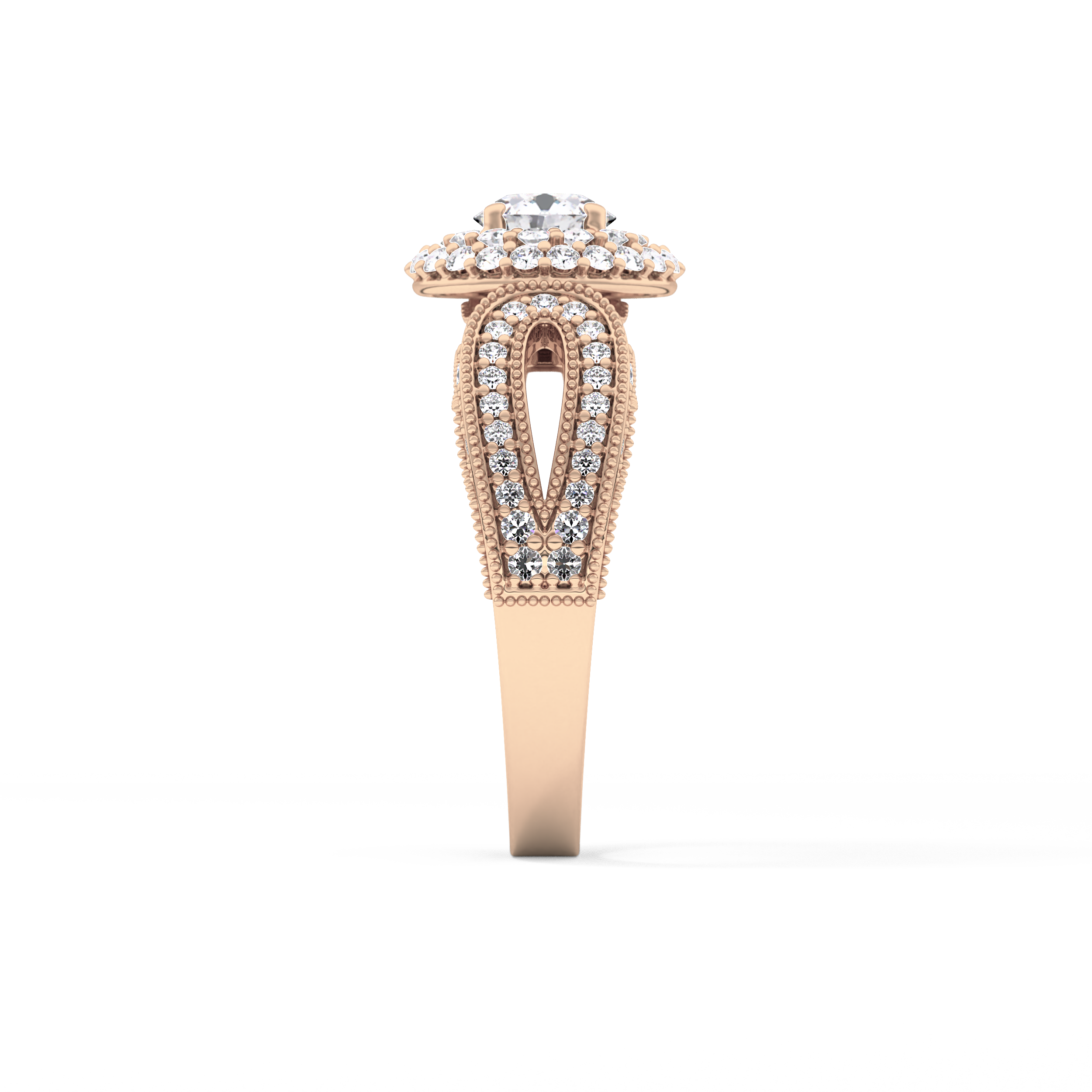 Round Halo & Pave Lab Grown Diamond Engagement Ring