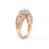 Round Halo & Pave Lab Grown Diamond Engagement Ring