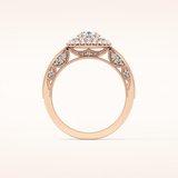 0.49 CT Round Shaped Double Halo & Pave Moissanite Engagement Ring