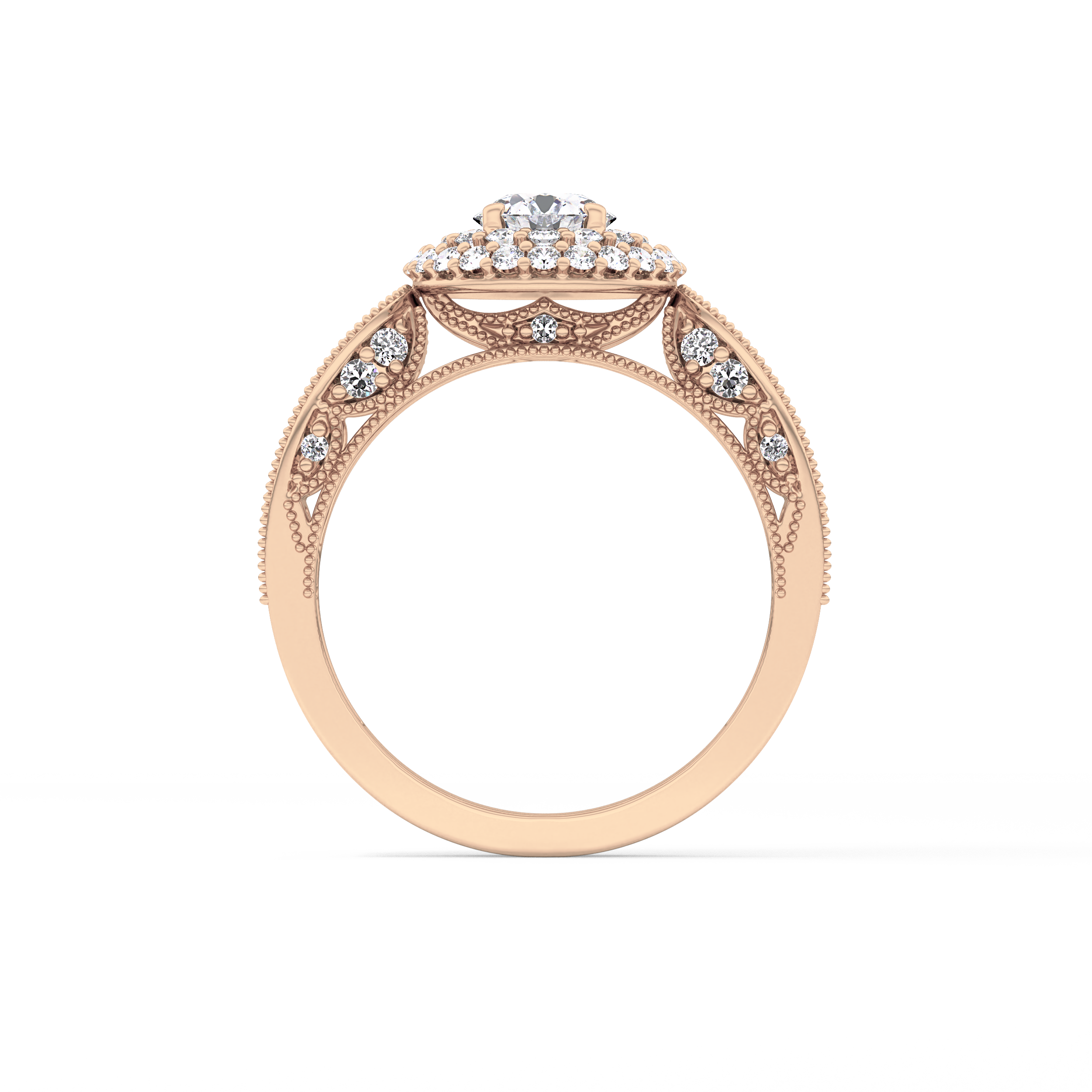Round Halo & Pave Lab Grown Diamond Engagement Ring