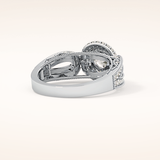0.49 CT Round Shaped Double Halo & Pave Moissanite Engagement Ring