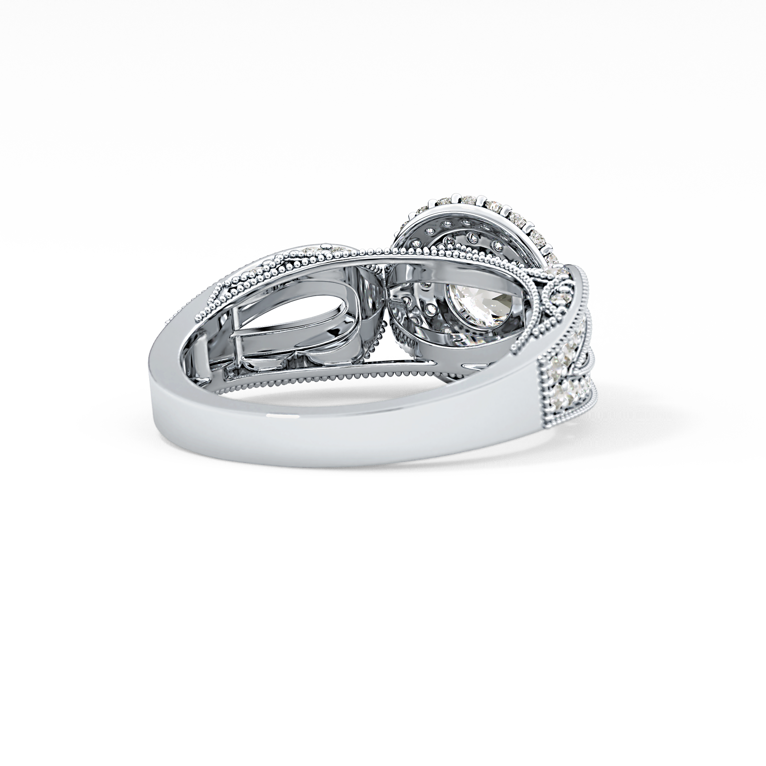 Round Halo & Pave Lab Grown Diamond Engagement Ring