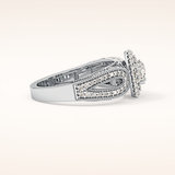 0.49 CT Round Shaped Double Halo & Pave Moissanite Engagement Ring
