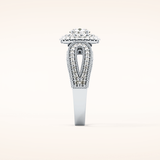 0.49 CT Round Shaped Double Halo & Pave Moissanite Engagement Ring