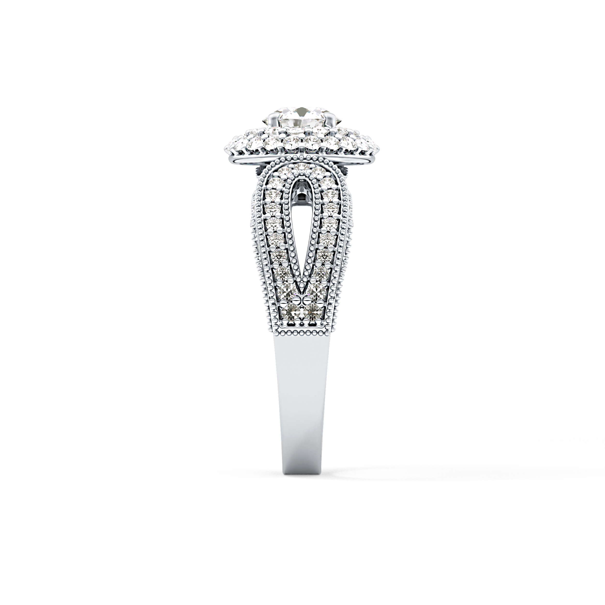 Round Halo & Pave Lab Grown Diamond Engagement Ring