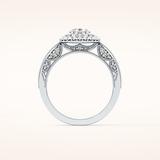 0.49 CT Round Shaped Double Halo & Pave Moissanite Engagement Ring