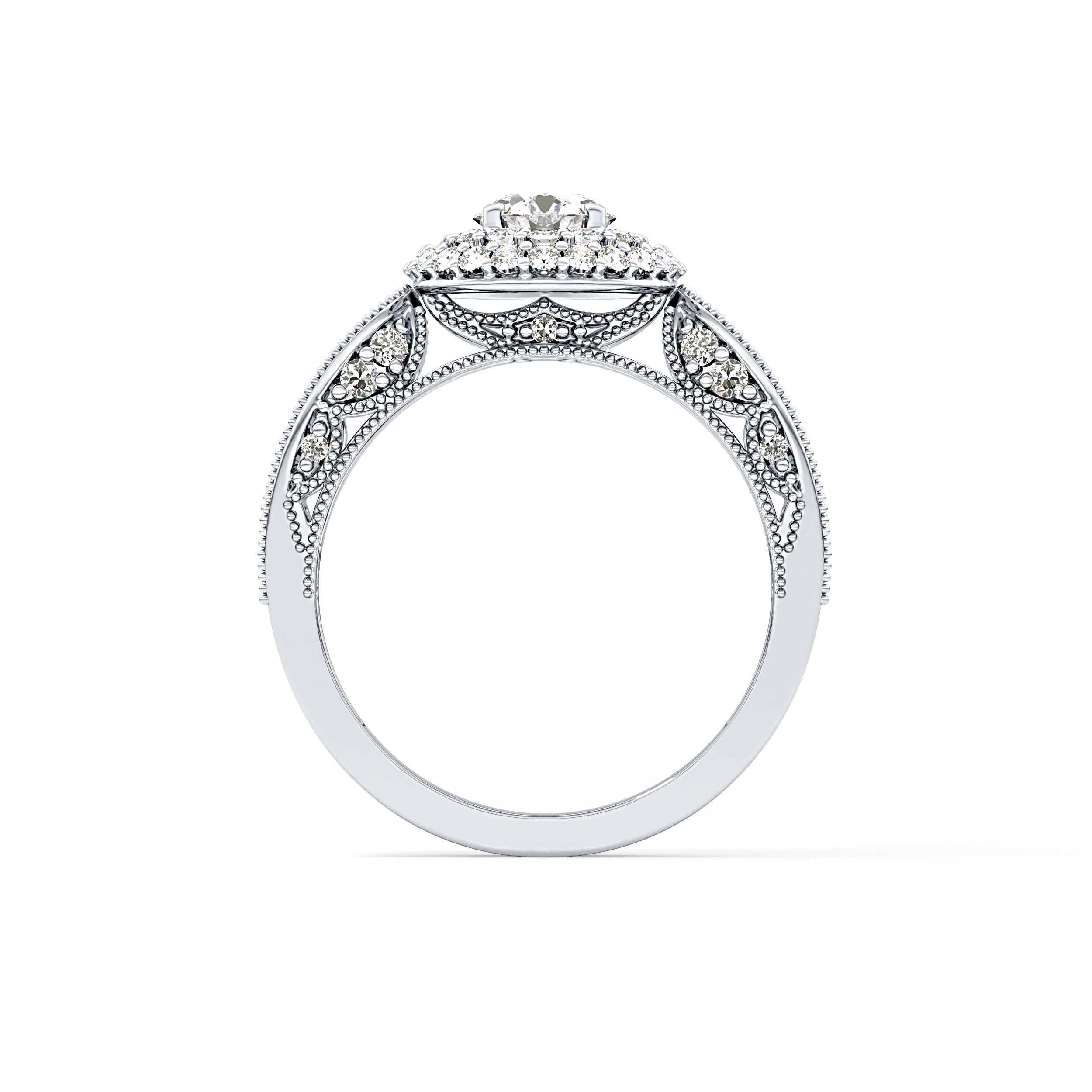 Round Halo & Pave Lab Grown Diamond Engagement Ring